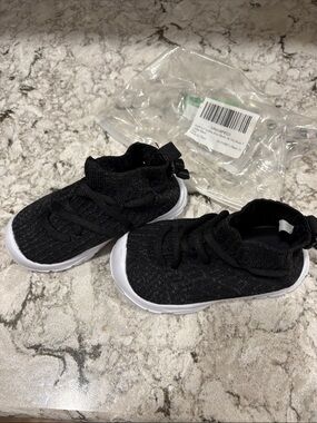 Kids Black Knit Slip-On Sneakers with White Sole